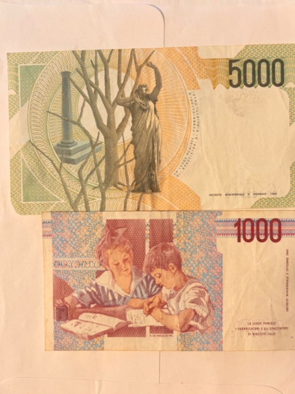 Italy, 5000 Lire 1985 & 1000 Lire 1990 Set Of two D - Picture 4 of 4